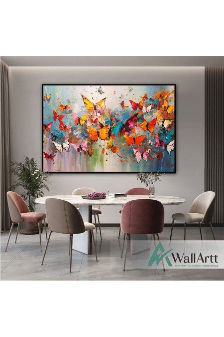 Colorful Butterflies II 3D Heavy Textured Partial Oil Painting