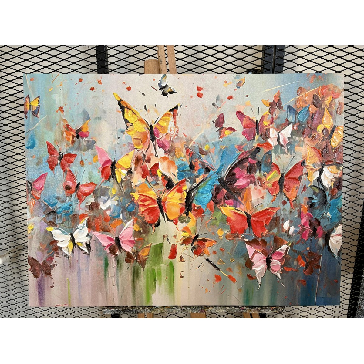 Colorful Butterflies II 3D Heavy Textured Partial Oil Painting