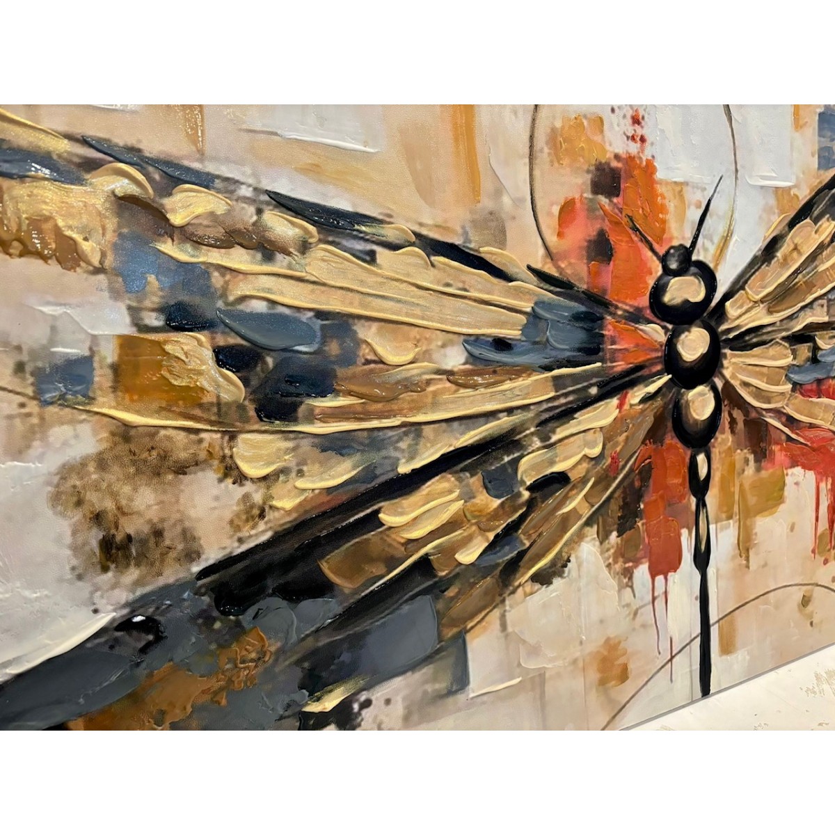 Abstract Dragonfly 3d Heavy Textured Partial Oil Painting