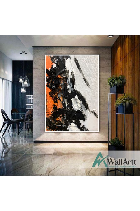 Orange Black II Abstract 3d Heavy Textured Partial Oil Painting