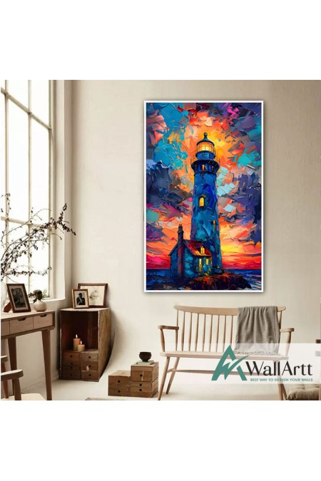 Abstract Lighthouse 3D Heavy Textured Partial Oil Painting