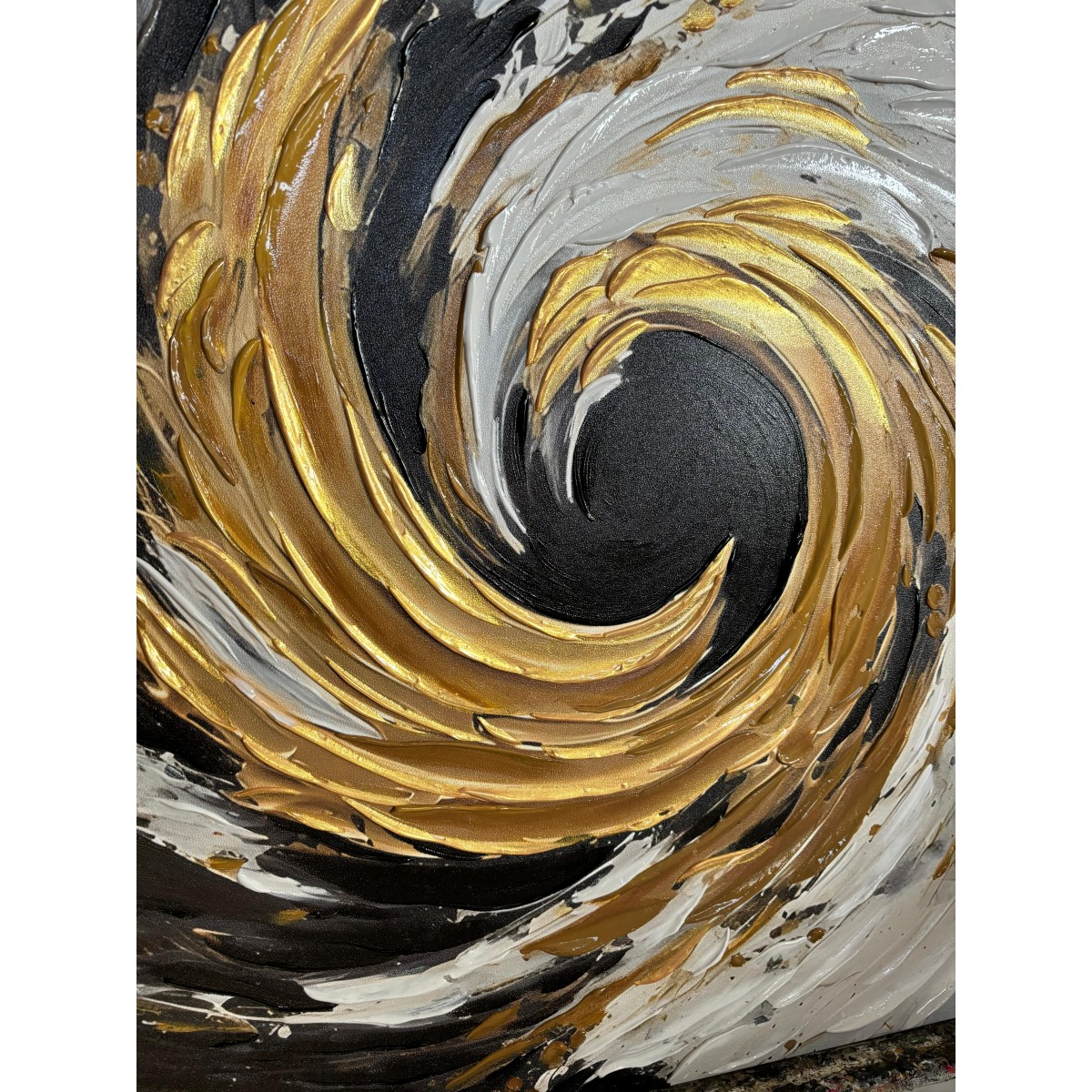 Abstract Gold Tornado 3D Heavy Textured Partial Oil Painting