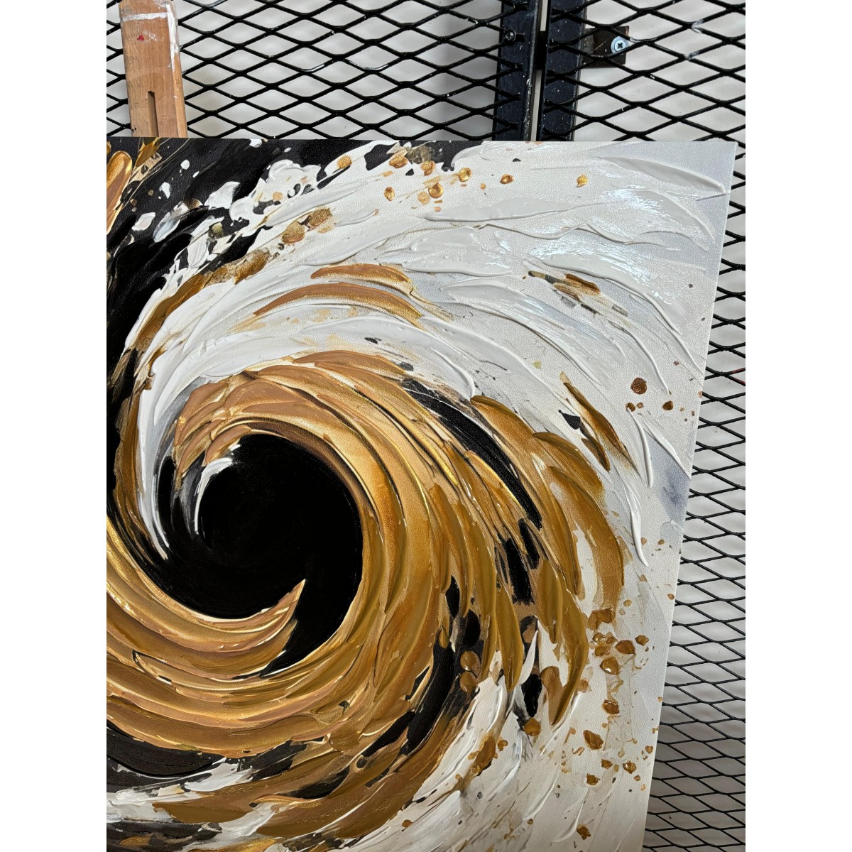 Abstract Gold Tornado 3D Heavy Textured Partial Oil Painting