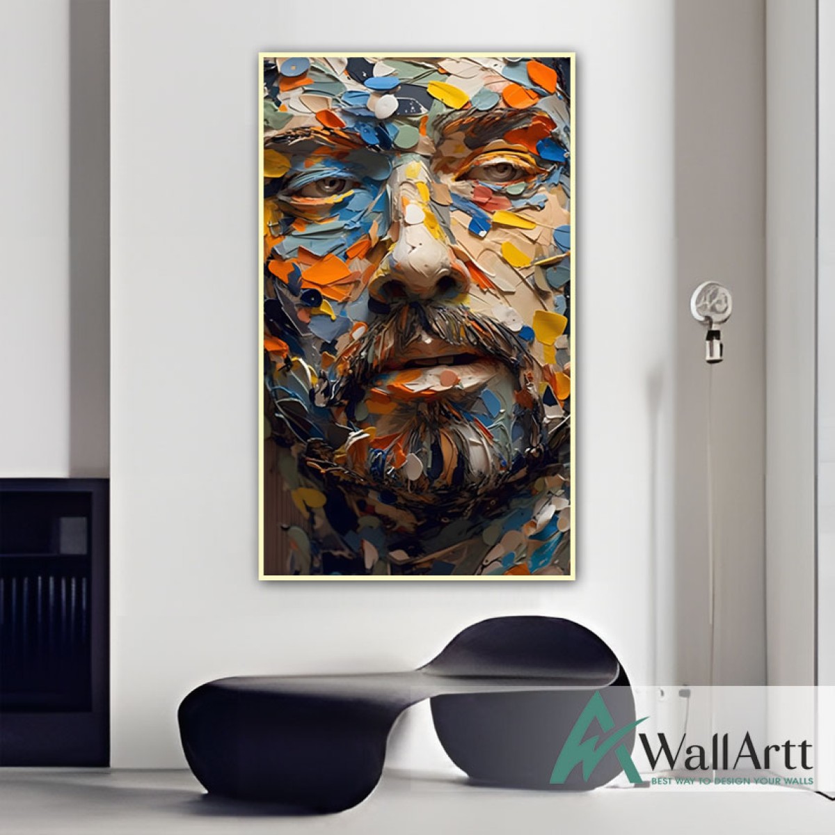 Abstract Man Face 3d Heavy Textured Partial Oil Painting