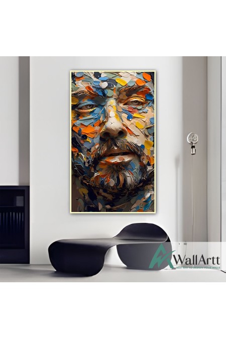 Abstract Man Face 3d Heavy Textured Partial Oil Painting