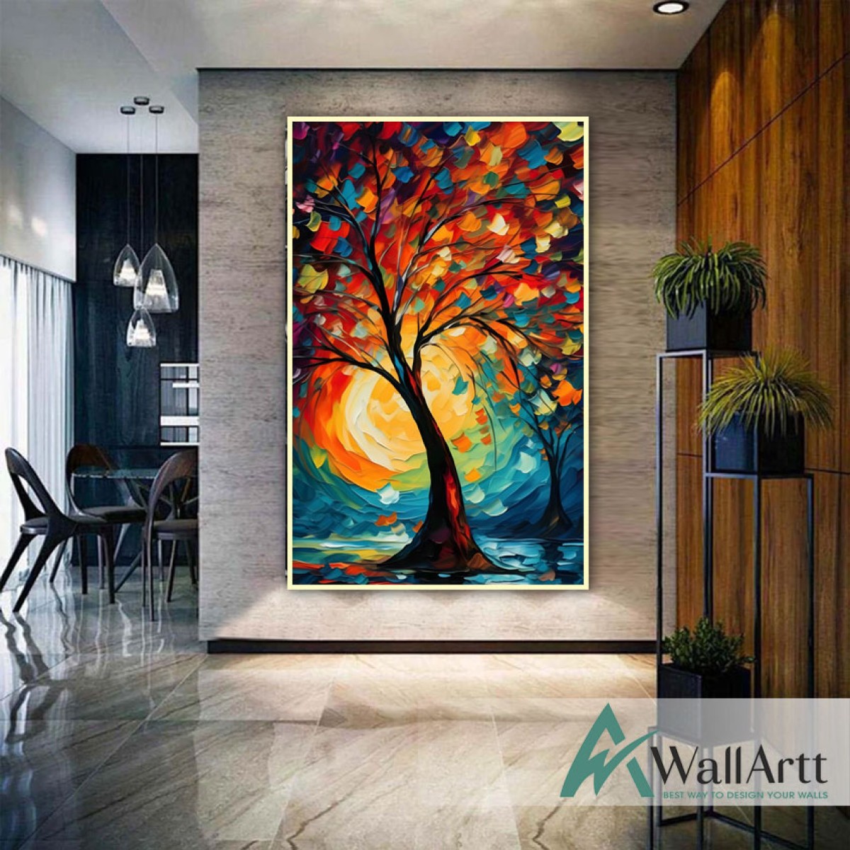 Abstract Colorful Tree II 3d Heavy Textured Partial Oil Painting