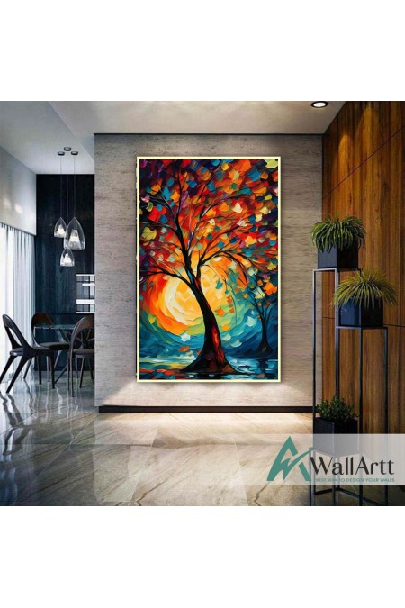 Abstract Colorful Tree II 3d Heavy Textured Partial Oil Painting