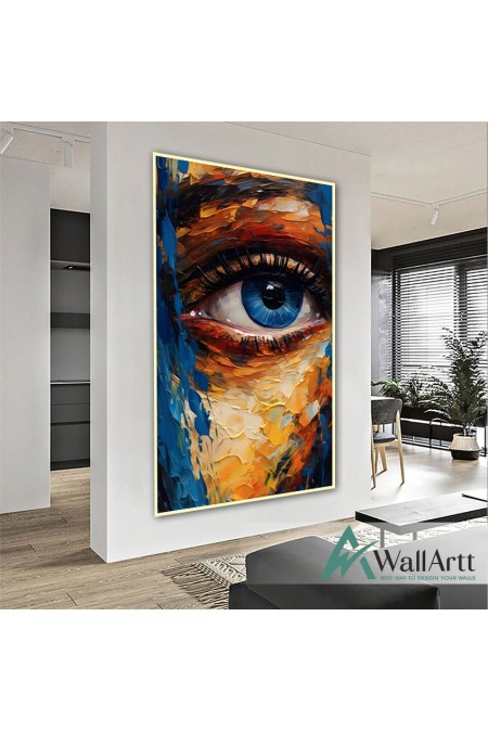 Abstract Blue Eye II 3d Heavy Textured Partial Oil Painting