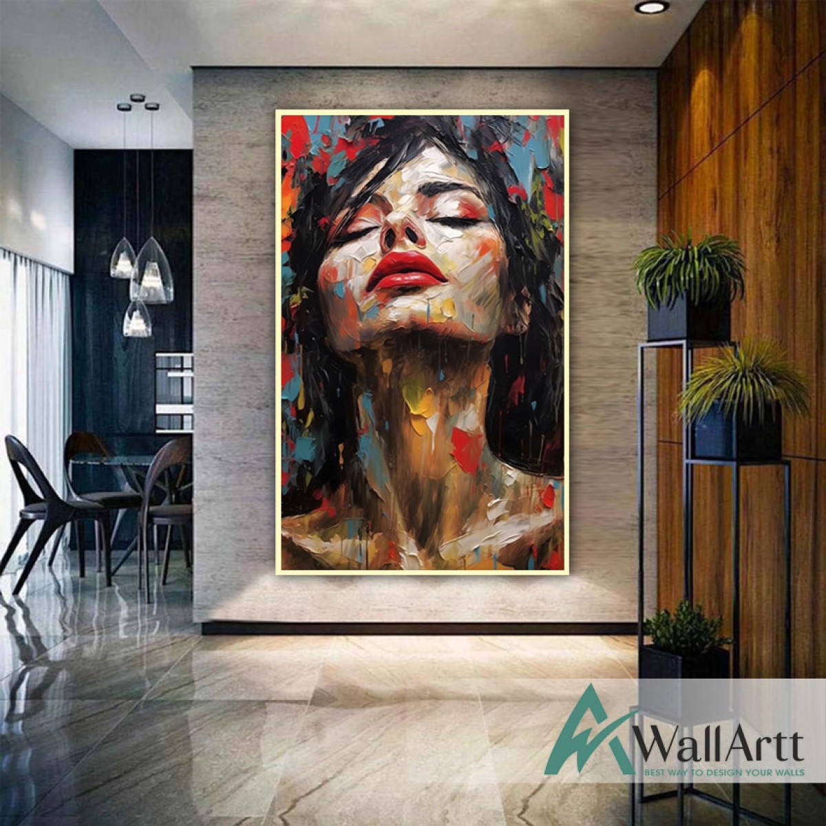 Abstract Woman Face IV 3D Heavy Textured Partial Oil Painting