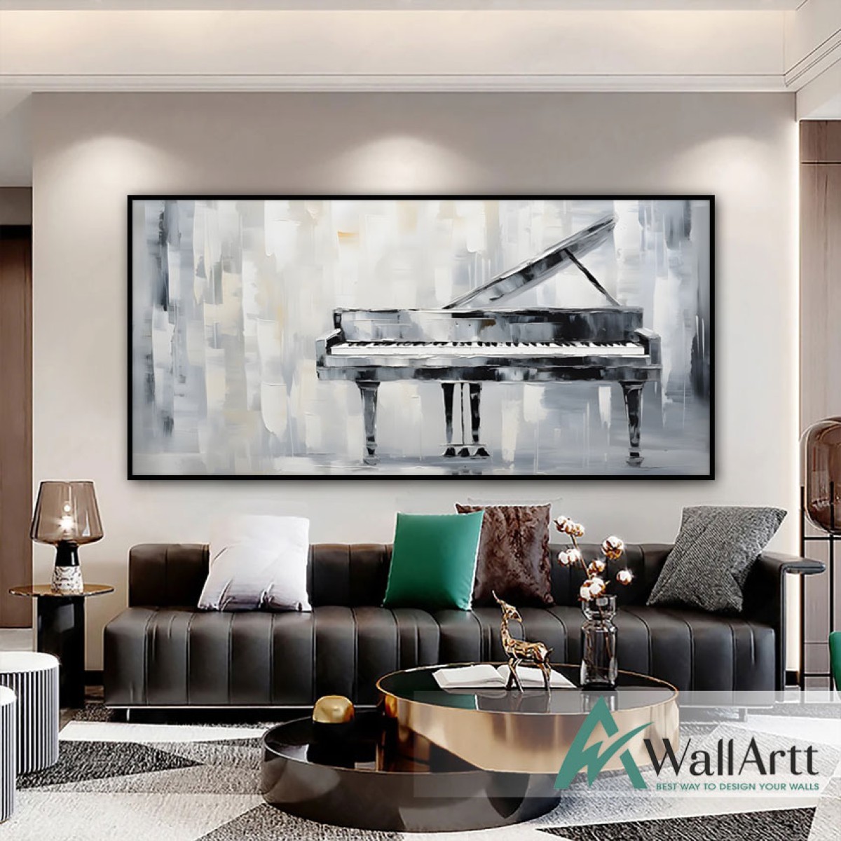 Abstract Black Piano 3d Heavy Textured Partial Oil Painting