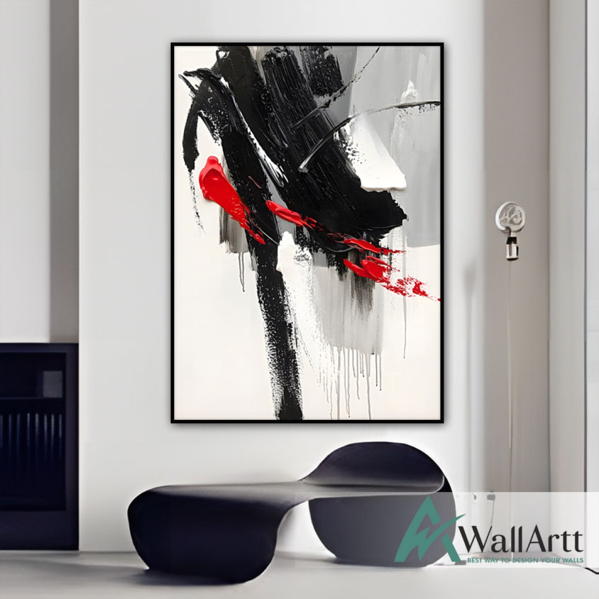 Red n Black Abstract  3d Heavy Textured Partial Oil Painting