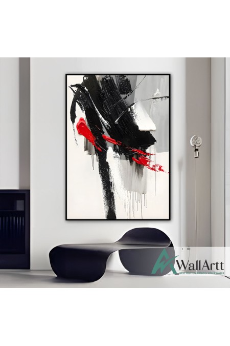 Red n Black Abstract  3d Heavy Textured Partial Oil Painting