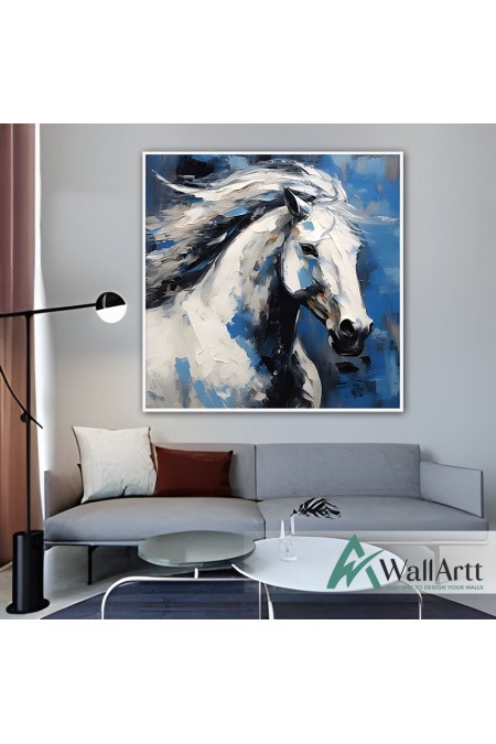 Navy Blue Horse 3D Heavy Textured Partial oil Painting