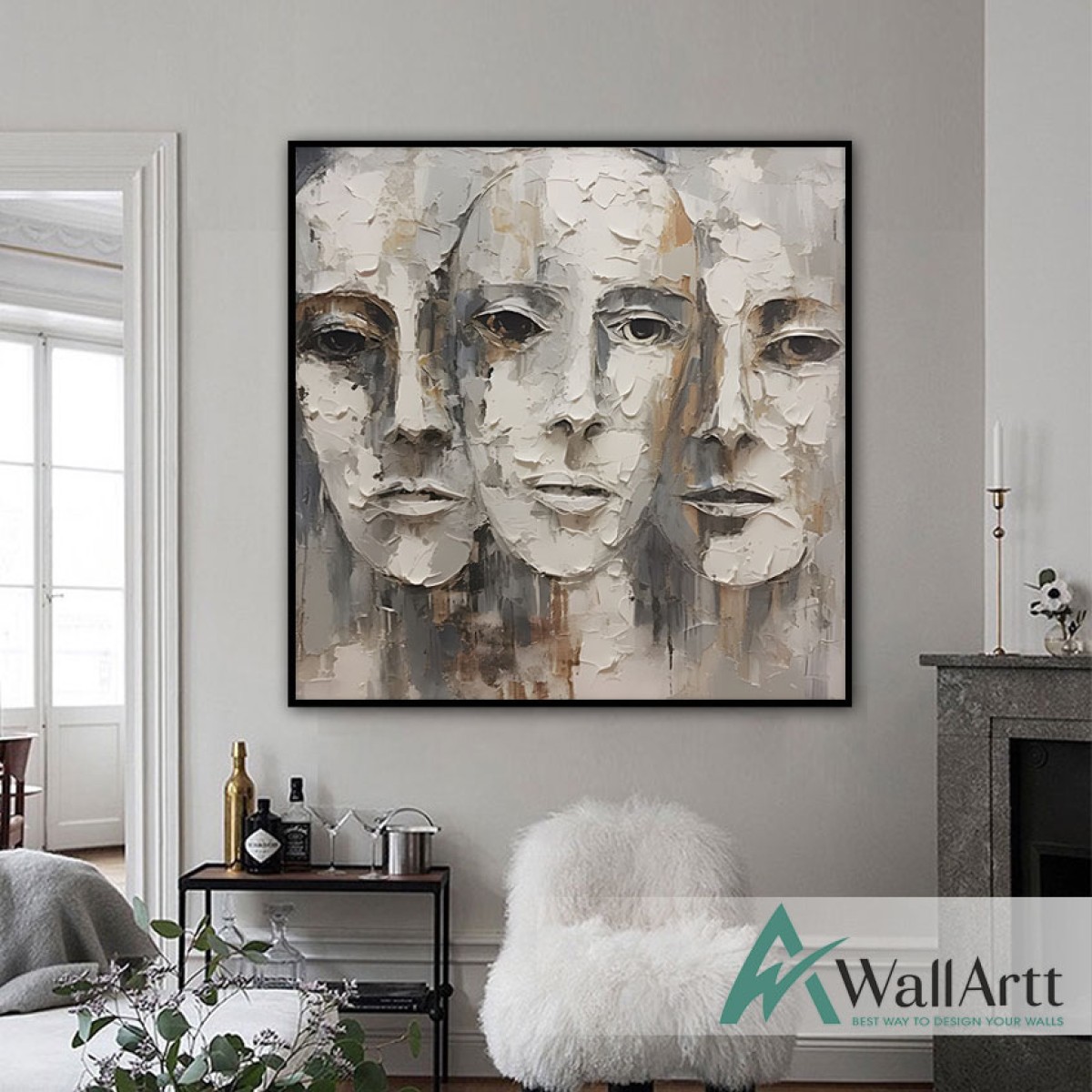 Abstract Faces 3D Heavy Textured Partial Oil Painting