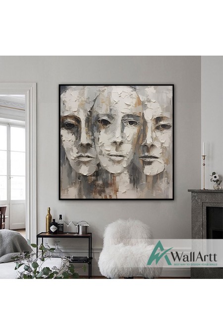 Abstract Faces 3D Heavy Textured Partial Oil Painting