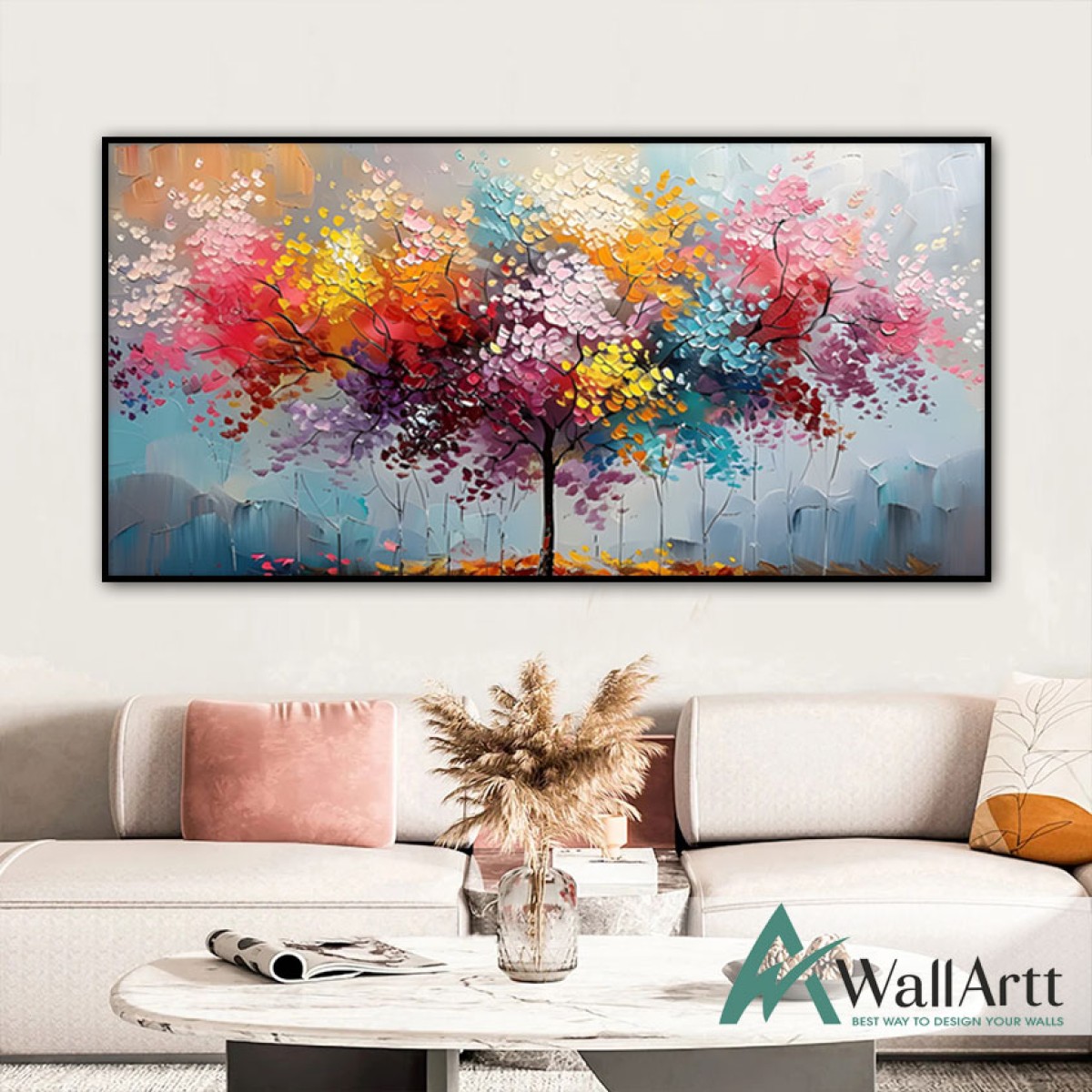 Tree with colorful Leaves II 3d Heavy Textured Partial Oil Painting