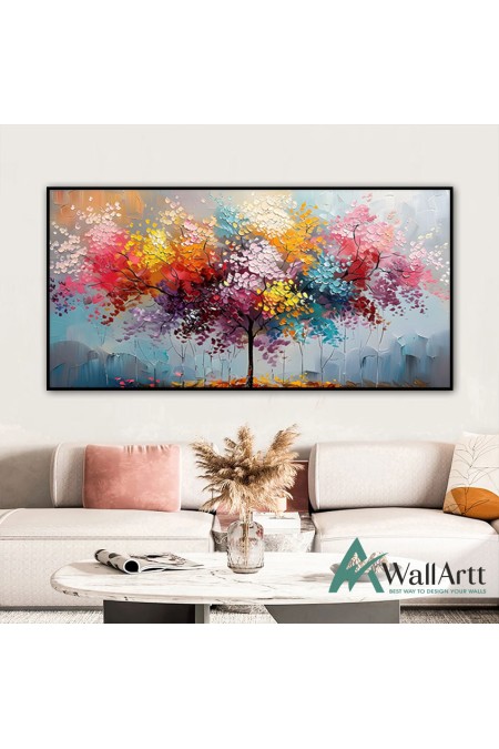 Tree with colorful Leaves II 3d Heavy Textured Partial Oil Painting