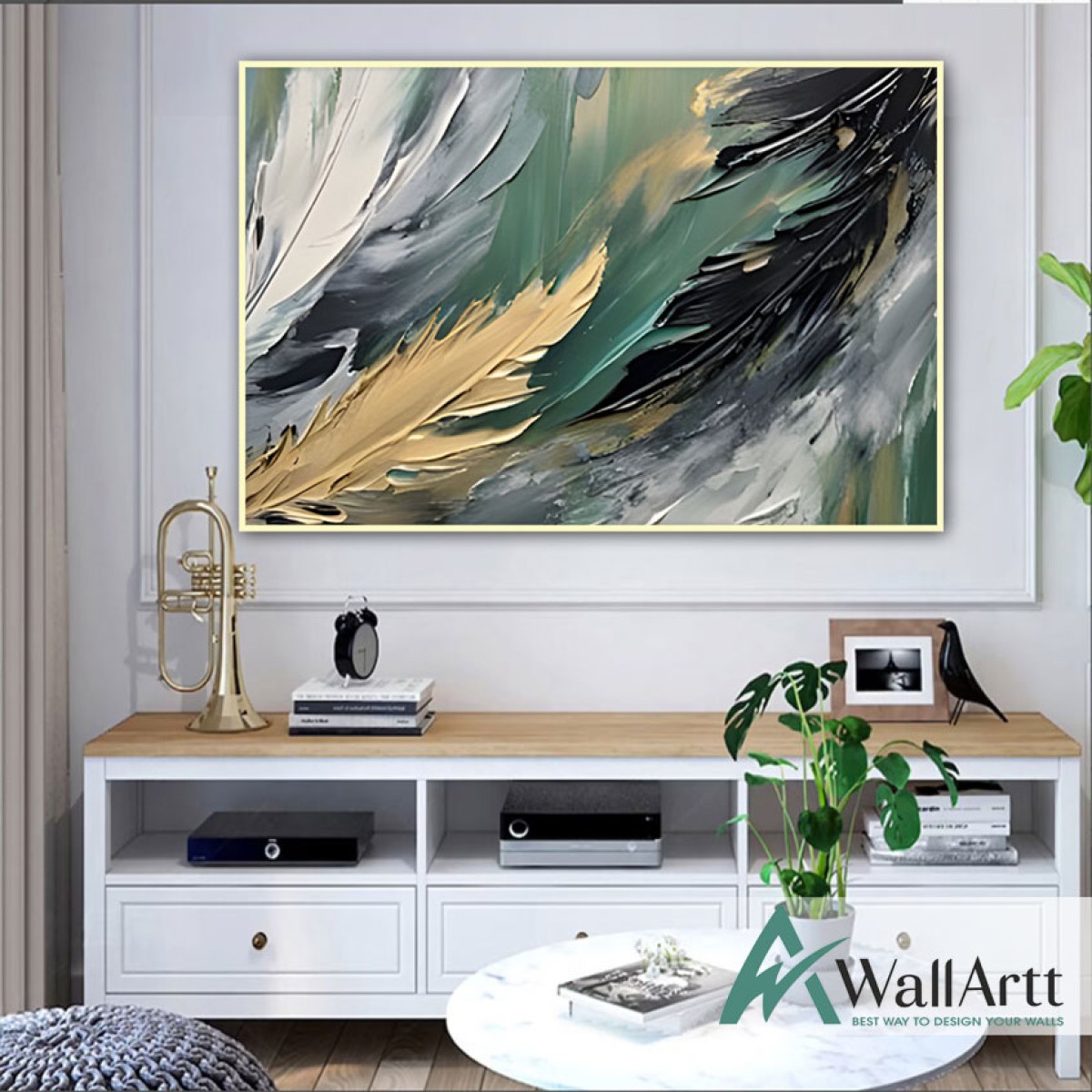 Abstract Feather 3D Heavy Textured Partial Oil Painting