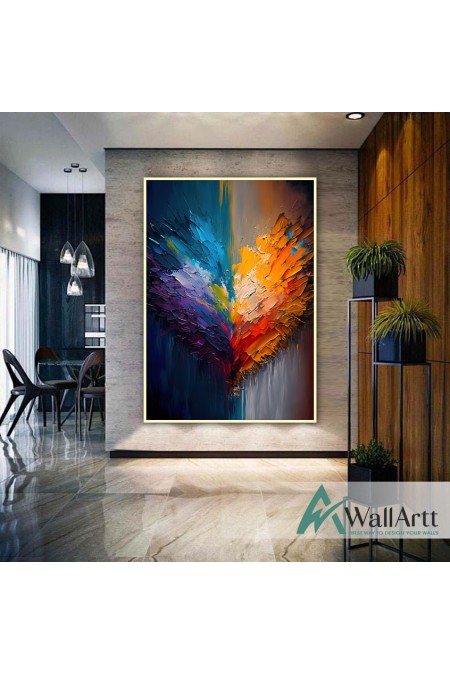 Abstract Colorful Heart 3D Heavy Textured Partial oil Painting