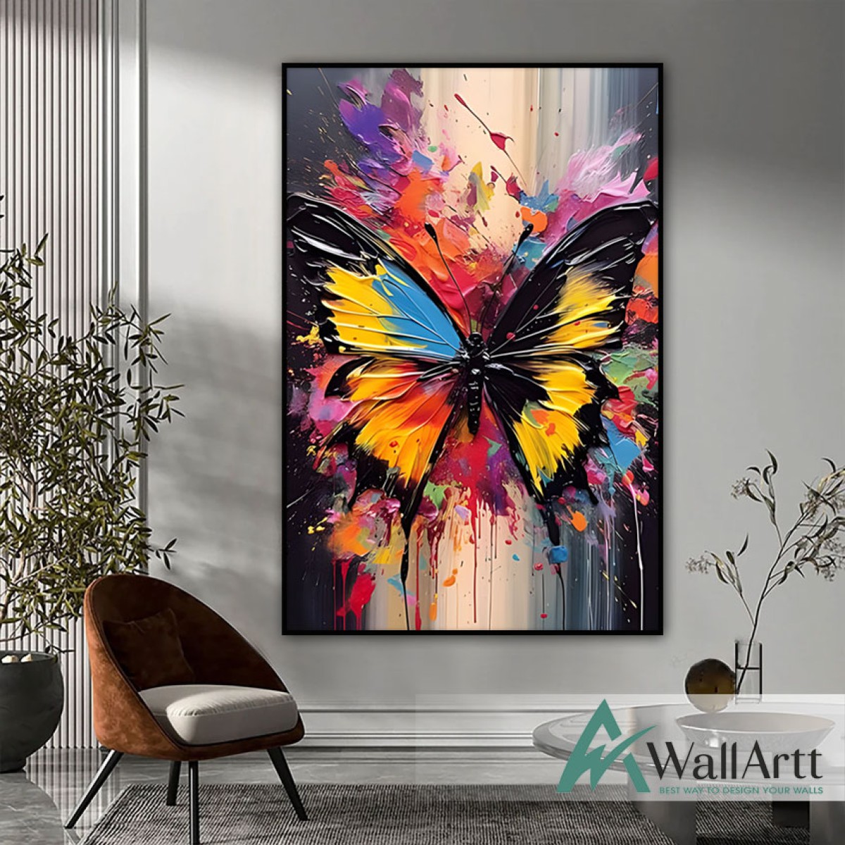 Abstract Colorful Butterfly II 3d Heavy Textured Partial Oil Painting