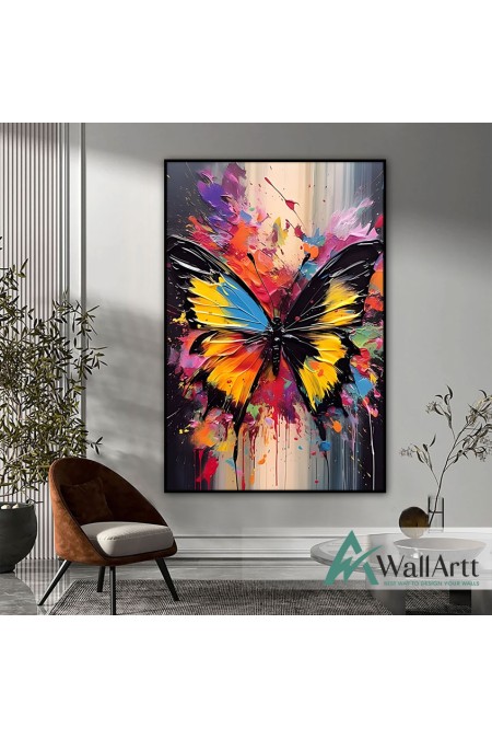 Abstract Colorful Butterfly II 3d Heavy Textured Partial Oil Painting