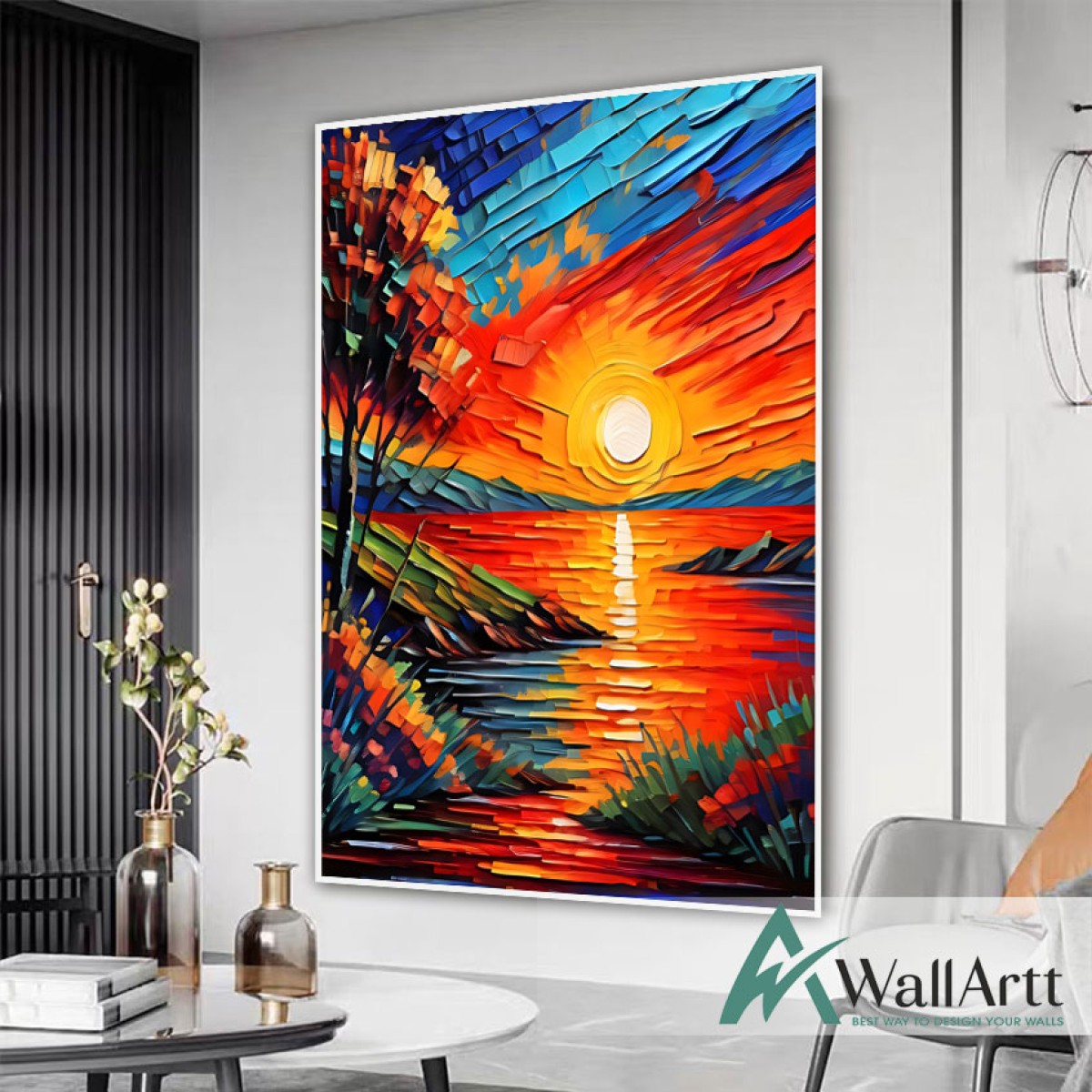 Abstract Sundown View 3d Heavy Textured Partial Oil Painting