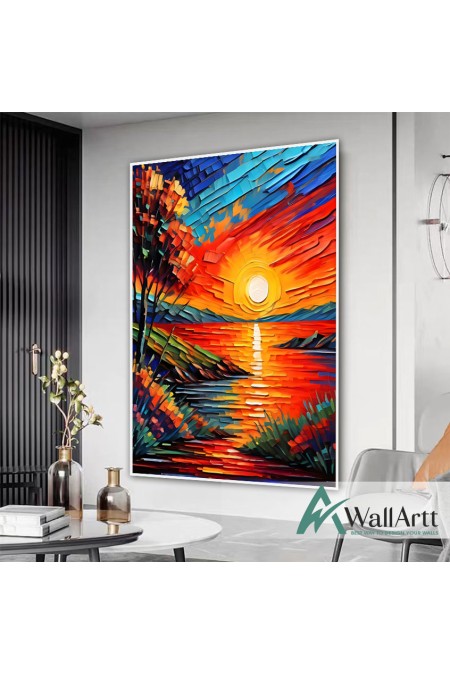 Abstract Sundown View 3d Heavy Textured Partial Oil Painting