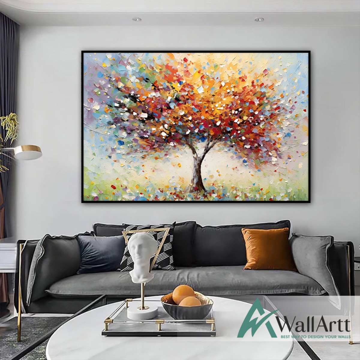 Abstract Colorful Tree III 3d Heavy Textured Partial Oil Painting