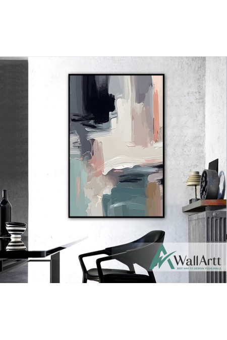 White Black n Pink Abstract 3d Heavy Textured Partial Oil Painting