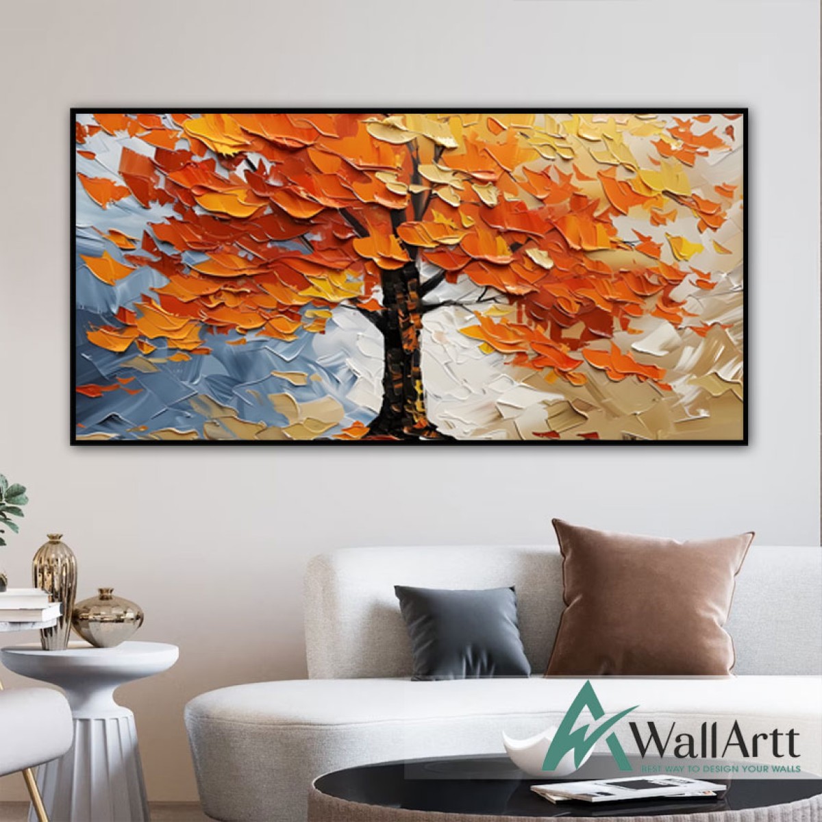 Big Orange Tree 3d Heavy Textured Partial Oil Painting