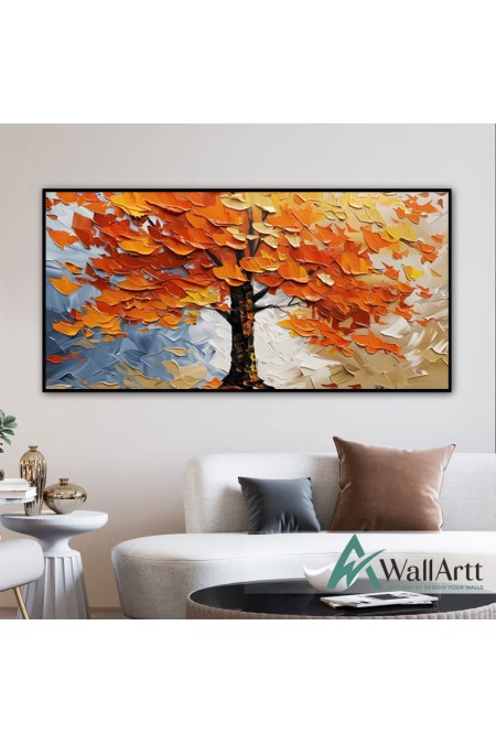 Big Orange Tree 3d Heavy Textured Partial Oil Painting