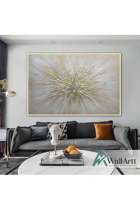 Yellow White Explosion 3d Heavy Textured Partial Oil Painting