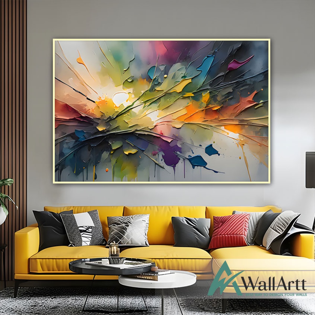 Abstract Flower Branch 3d Heavy Textured Partial Oil Painting