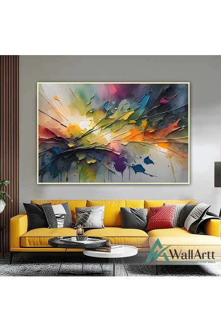 Abstract Flower Branch 3d Heavy Textured Partial Oil Painting