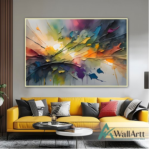 Abstract Flower Branch 3d Heavy Textured Partial Oil Painting