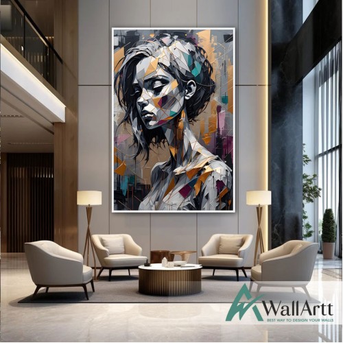 Abstract Woman 3D Heavy Textured Partial oil Painting - Wall Art