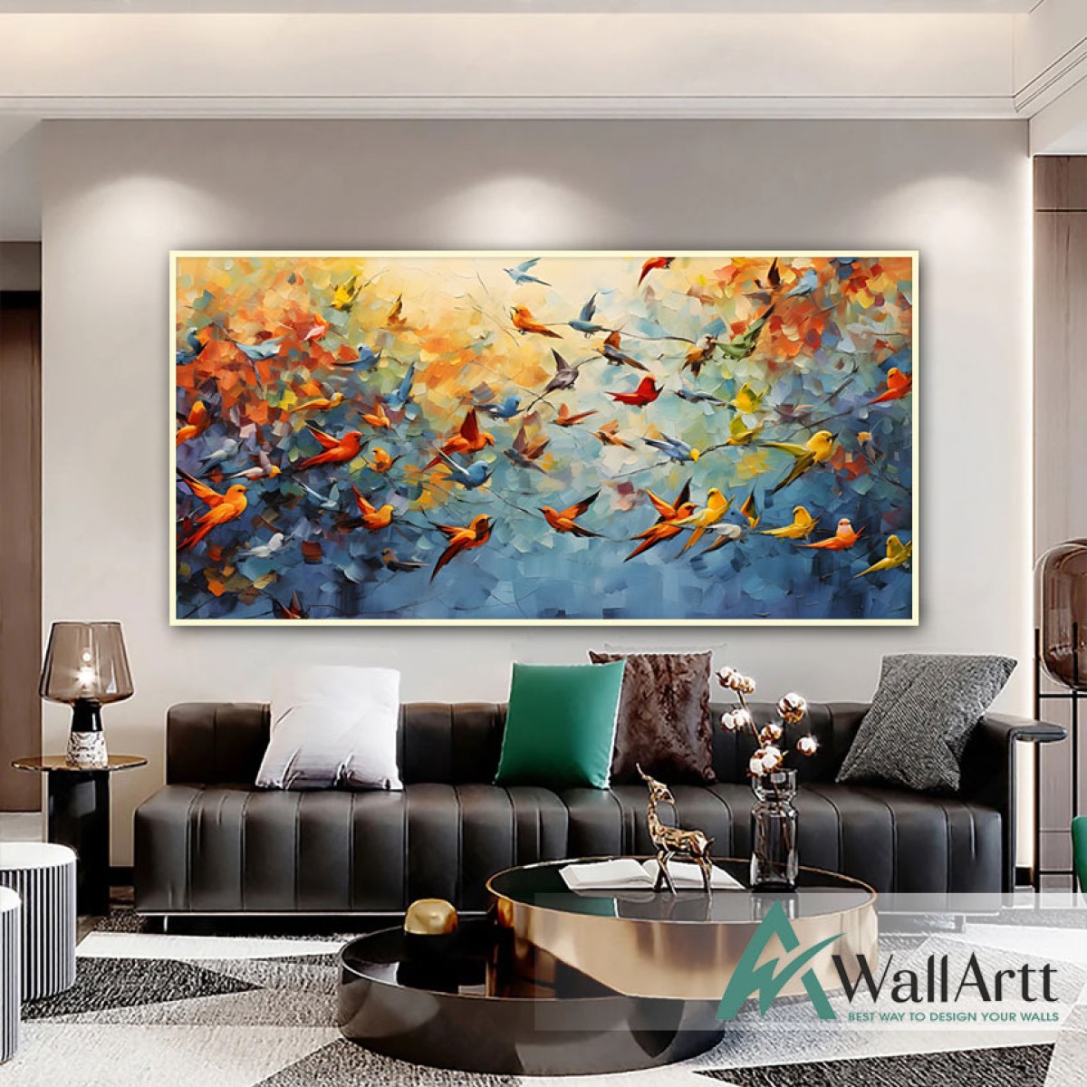 Flying Birds 3D Heavy Textured Partial Oil Painting - Wall Art 