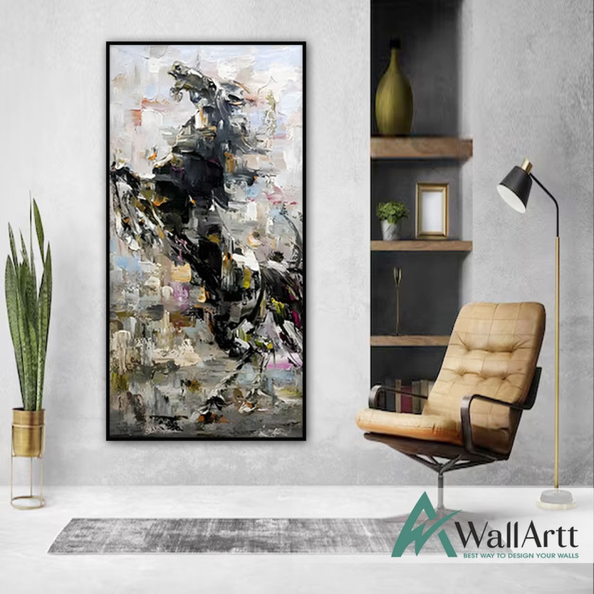 Prancing Horse II 3d Heavy Textured Partial Oil Painting - Wall Art