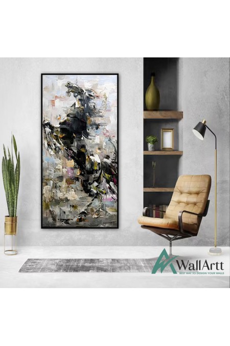 Prancing Horse II 3d Heavy Textured Partial Oil Painting - Wall Art