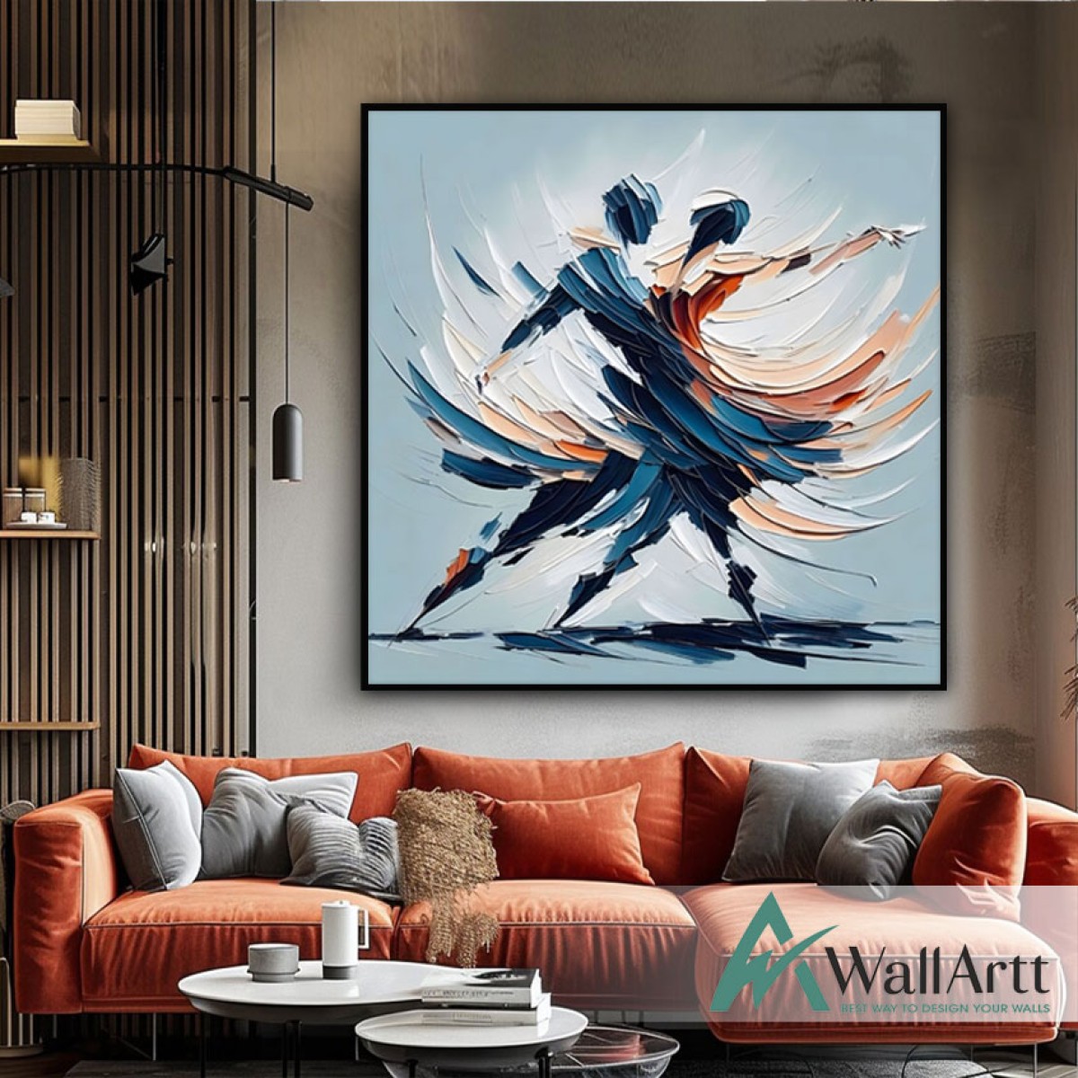 Abstract Dancers 3D Heavy Textured Partial Oil Painting - Wall Art