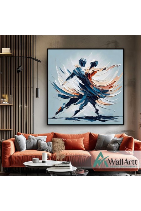 Abstract Dancers 3D Heavy Textured Partial Oil Painting - Wall Art