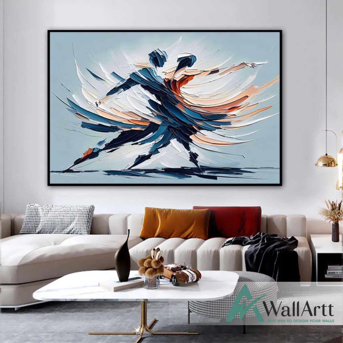 Abstract Dancers II 3D Heavy Textured Partial oil Painting - Wall Art