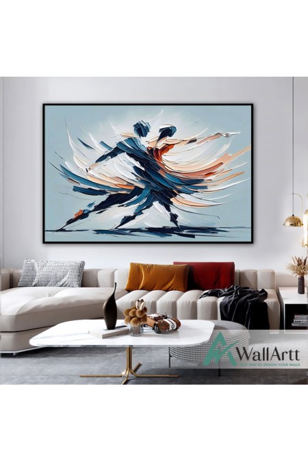 Abstract Dancers II 3D Heavy Textured Partial oil Painting - Wall Art