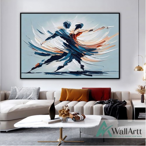 Abstract Dancers II 3D Heavy Textured Partial oil Painting - Wall Art