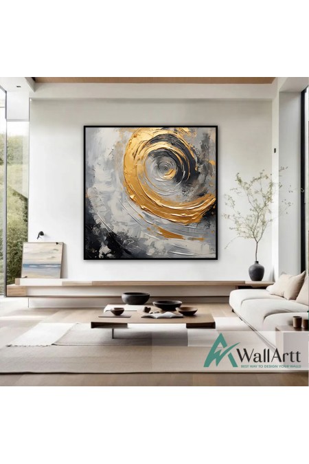 Abstract Gold Tornado II 3D Heavy Textured Partial Oil Painting - Wall Art