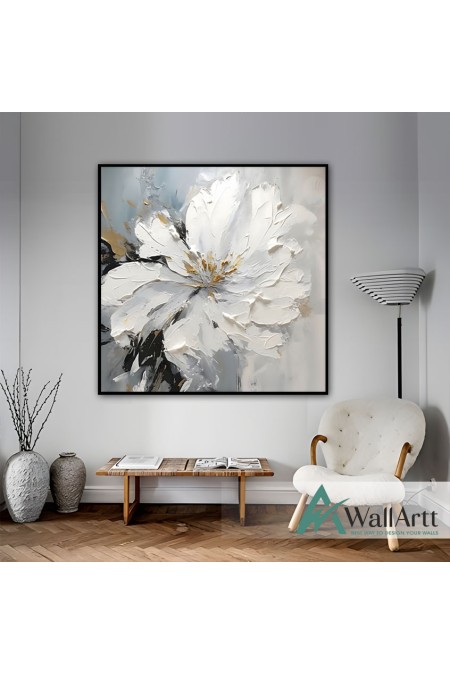 Big White Flower III 3d Heavy Textured Partial Oil Painting