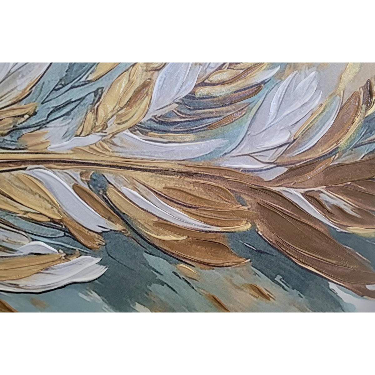 Gold Feather 3d Heavy Textured Partial Oil Painting