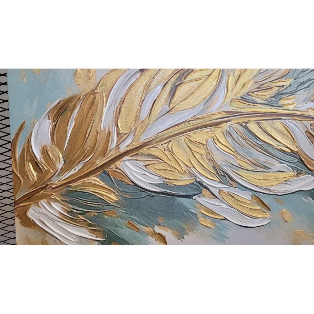 Gold Feather 3d Heavy Textured Partial Oil Painting