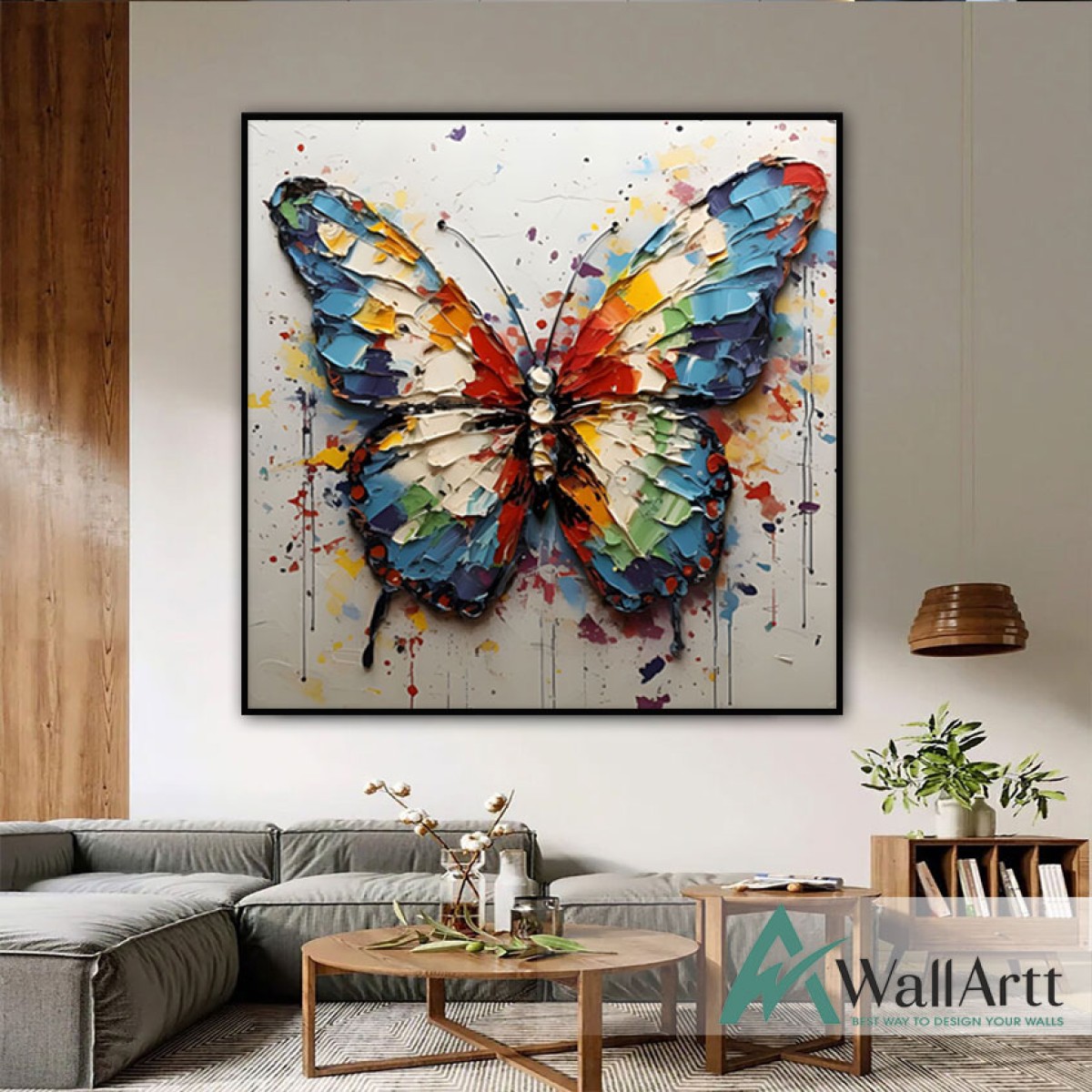 Abstract Colorful Butterfly IV 3D Heavy Textured Partial Oil Painting - Wall Art