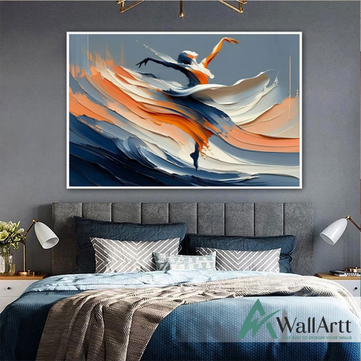 Abstract Female Dancer III 3D Heavy Textured Partial oil Painting - Wall Art